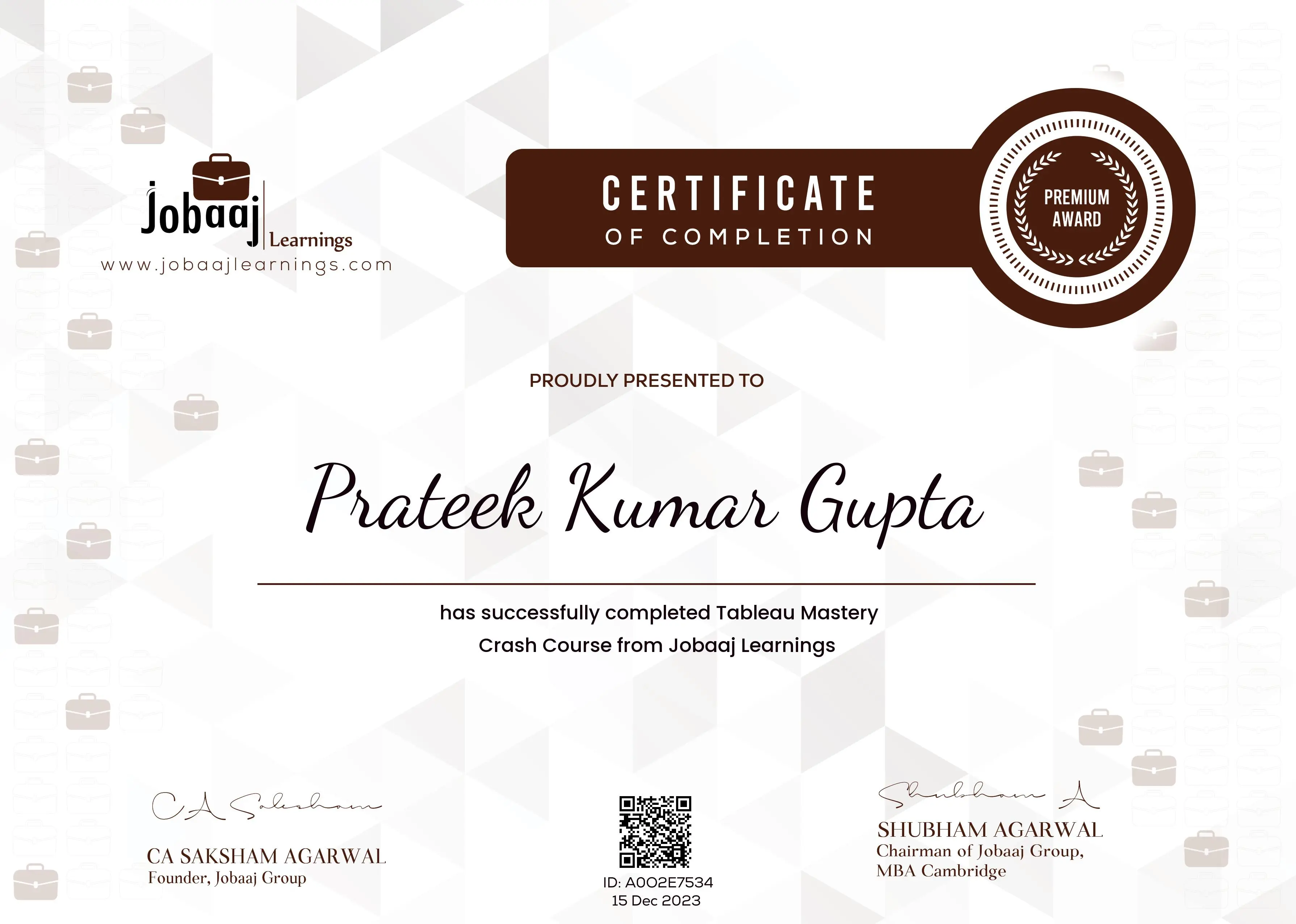 certificate